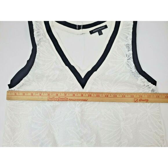 Jealous Tomato Womens Top Sz S White Black Knit Floral Sport Jersey Sheer Mesh - Picture 4 of 6
